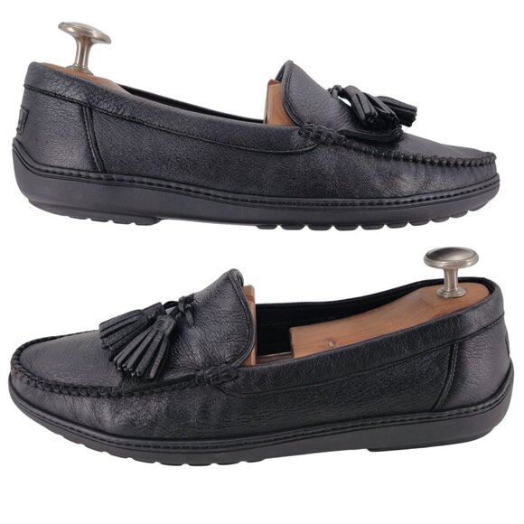 Vintage Bragano Cole Haan Black Pebble Grain Tassel Loafers Men 11.5 Dress Shoes - Picture 8 of 11
